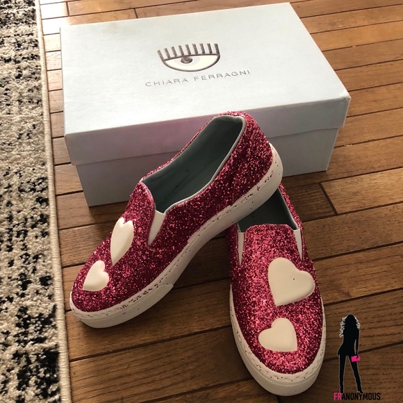 Chiara Ferragni Pink Glitter Skate Sneakers 38 - Picture 5 of 6